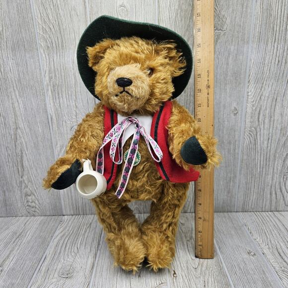 Hermann Oktoberfest Bear 75th Birthday Stuffed Jointed Musical 3030 Mohair Stein - Picture 9 of 10